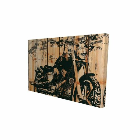 FONDO 12 x 18 in. Motorcycle on Wood Background-Print on Canvas FO3334741